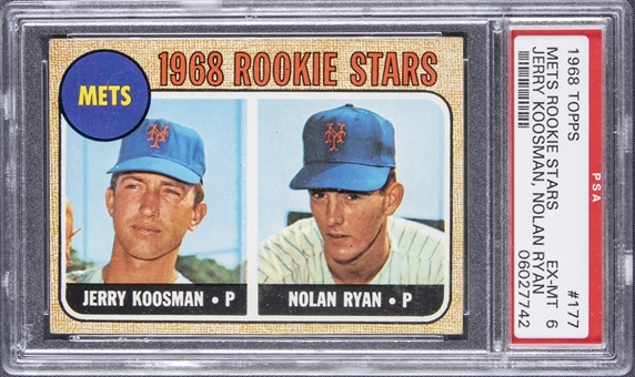 1968 Topps "Mets Rookie Card" #177 Jerry Koosman & Nolan Ryan Rookie Card - PSA EX-MT 6